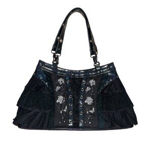 Ozz Oneste / croce black lace up ruffle bag